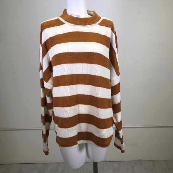 Socialite Striped Mock Neck Dolman Sleeve Sweater - Picture 1 of 7